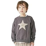 [ever closet] トレーナー キッズ 子供 女の子 男の子 秋冬 トップス 130 J.チャコール(スター) 裏起毛 プリント ロゴ 秋服 冬服 通園 通学 子供服 キッズ服 エバークローゼット