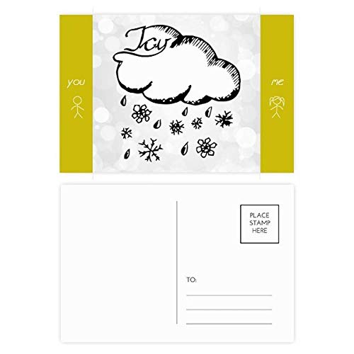 Carte postale flocon de neige nuageux multicolore 5,7x3,8 pouces x20