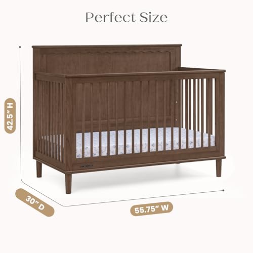 Image of Delta Children Penelope 6-in-1 Convertible Crib - Greenguard Gold Certified, Teak Brown