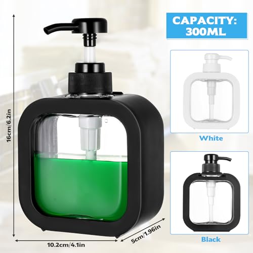 Aoyfuwell 4 Stück Seifenspender Set, 300ML Pumpspender Dusche, Duschgelspender, Leere Shampoo Flaschen zum Befüllen, Duschgel Spender, Spüli Spender Küche Bad Soap Dispenser(Schwarz, Weiß)
