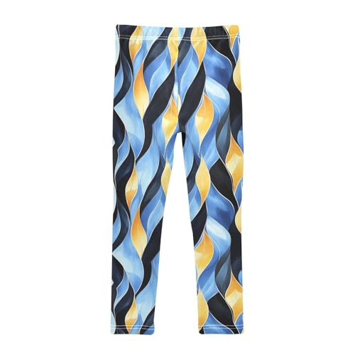 KLL Blue Golden Theme Plant Black Pattern Toddler Baby Girl Active Leggings Stretch High Waisted Leg Yoga Pants Gym2