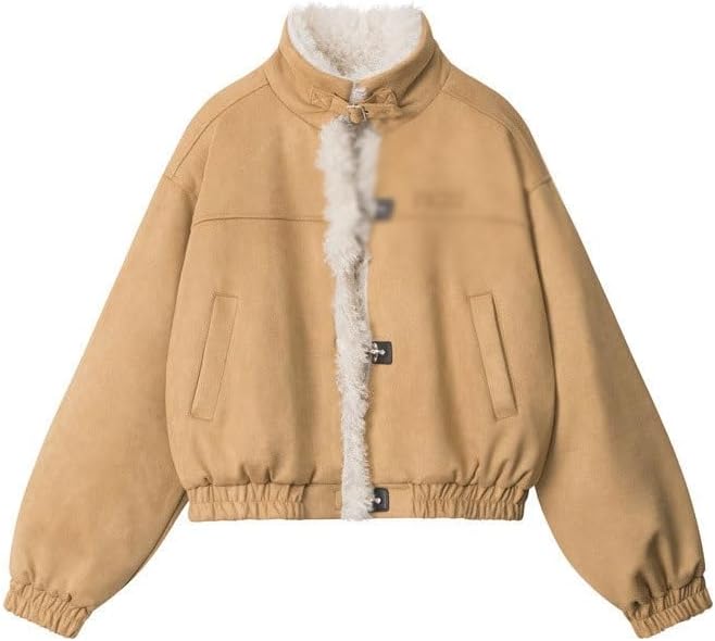 Retro Stand Up Collar Winter Casual Cotton Padded Jacket for Women Loose Short