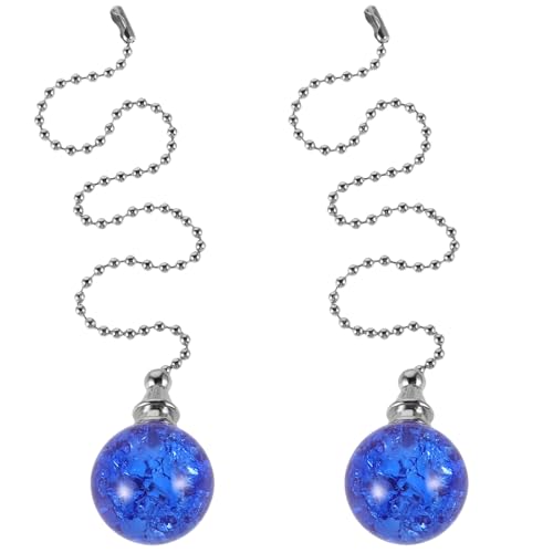 DIYEAH Cadenas para Ventilador de Techo y Lámpara 2 Piezas Azul con Bola de Agrietada Accesorio Decorativo Resistente para Dormitorio y Baño Cadena de Repuesto Funcional y Elegante