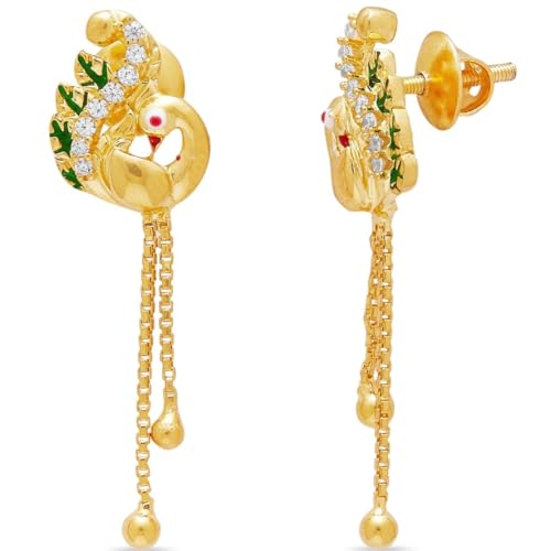 Image of ZAVYA 925 Sterling Silver Cubic Zirconia Circular Gold Plating Earrings | | Gift for Women and Girls | With Certificate of Authenticity and 925 Hallmark