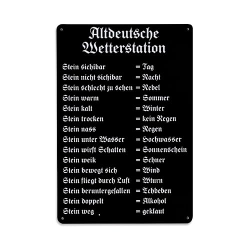 Altdeutsche Wetterstation Stein Sichibar Tag Stein Blechschild Retro Metallschild für Café Bar Pub Zuhause Spielzimmer Fitnessstudio Club Wanddekoration Vintage Metallposter 20,3 x 30,5 cm