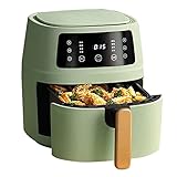 Freidora de aire de 6L Freidora de aire sin aceite Freidora eléctrica multifuncional de gran capacidad Freidora de aire con pantalla táctil inteligente [Clase de eficiencia energética A +++] Double