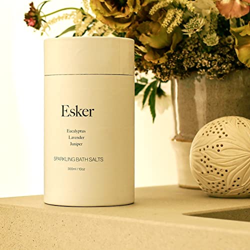 Esker - Natural Sparkling Bath Salts In Custom Glass Carafe | Vegan, Cruelty-Free, Clean Beauty (10 Oz | 300 Ml) #TOP6