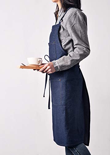 Gautsa Denim Matching Apron For Kids And Adults, Children Age 4-7 9-12, Cooking Gardening Painting Bbq… (Darkblue, Adult) #TOP1