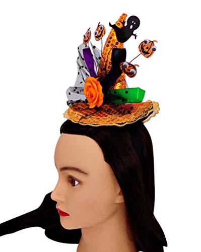 Needzo Ghost And Pumpkin Orange Sequins Witch Hat Halloween Headband #TOP5