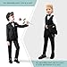 GROZLE Boys Slim Fit Suit, Formal Tuxedo Dress Suit Set for Teenage Boy 5 Pcs Toddler Suits with Suit Jacket Vest and Pants Set Shirt Tie Bowtie Weddings Outfit Graduation Homecoming (Black, 10)