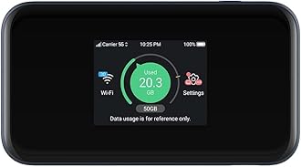 MU5001 5G Unlocked portable low cost travel WiFi, connects 32 devices, 8 hours long lasting battery with Quick Charge, touch screen, UK Spec – Black