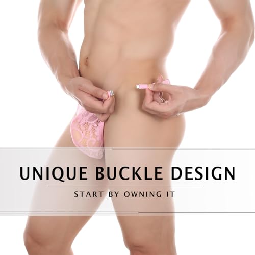 Mens Lace Thong Sexy Low Rise T-back G-string with Adjustable Stretch Waistband Comfortable Men's Thong Underwear4