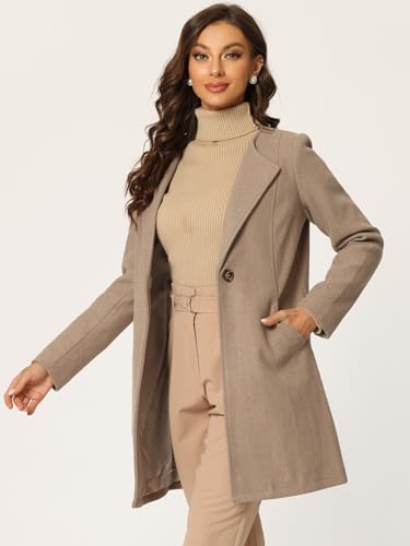 Allegra K Women's Winter Overcoat Lapel Collar Single Breasted Outerwear Long Pea Coat3