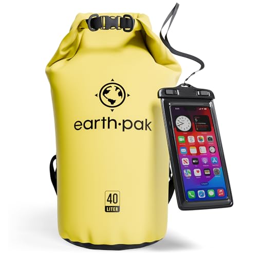 Image of Earth Pak Waterproof Dry Bag - Roll Top Waterproof Backpack Sack Keeps Gear Dry for Kayak with Waterproof Phone Case