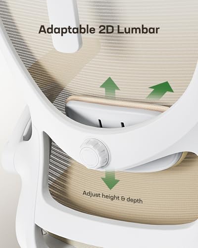 Image of Marsail Ergonomic Office Chair: Office Computer Desk Chair with High Back Mesh and Adjustable Lumbar Support Rolling Work Swivel Task Chairs with Wheel 3D Armrests and Headrest (White)