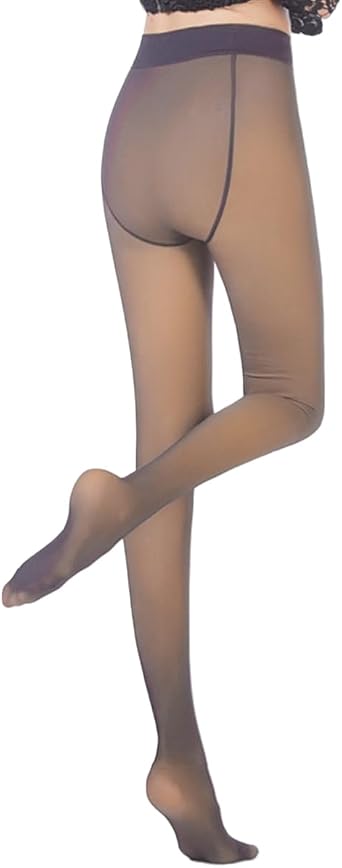 GTETKDE Fleece Lined Tights for Women - Thermal Opaque High Waisted Winter Warm Fake Sheer Pantyhose for Cold Weather