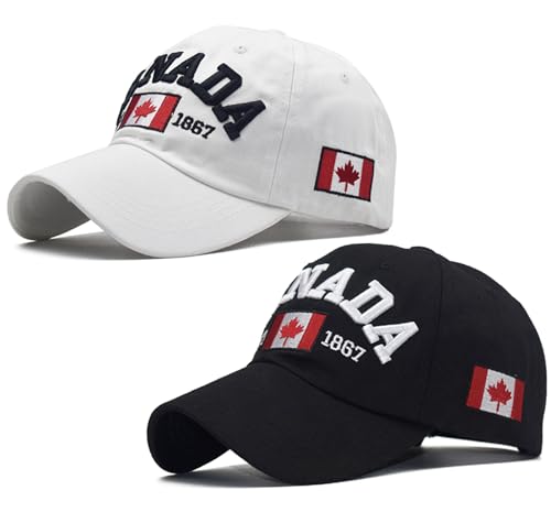 Black and White Canada Baseball Cap for Men Women Canada Day Maple Leaf Flag Dad Hat Golf Cap Sport Outdoor Plain Cap