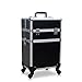 Produktbild Kosmetikkoffer, professioneller Make-up Koffer, Schminkkoffer für Reisen, Trolley für Friseure, mit Universal-Rollen (Farbe : Schwarz)