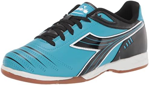 Diadora Kids' Cattura ID JR Indoor Soccer Shoes (10.5 Little Kid, Columbia Blue/Black)
