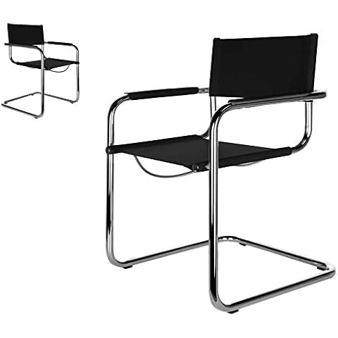 2x Denver Freischwinger Klassiker Besucherstuhl Leder Schwarz Cover