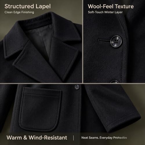 Pea Coats for Women Blazer Single Breasted Lapel Winter Coat - image 5