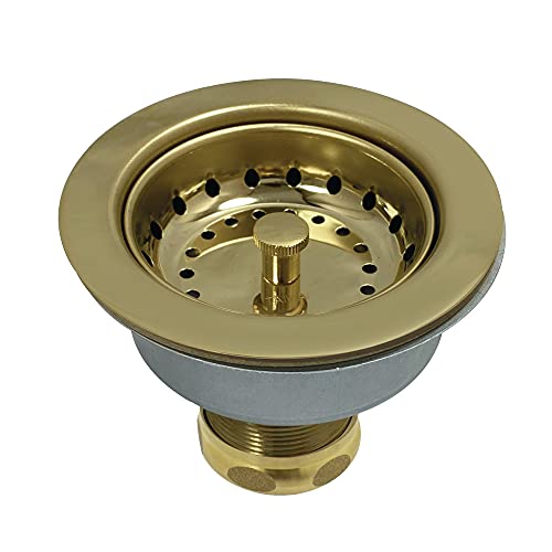 Kingston Brass K112PB Tacoma Kitchen Sink Basket Strainer, Polished Brass 4.44 x 4.44 x 3.81 by Kingston Brass - Used condition - US$13.32