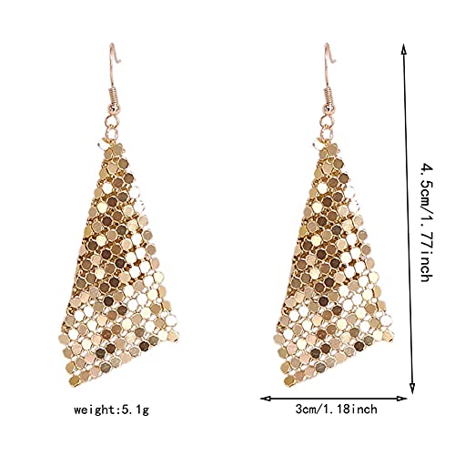CHUNYANAN Metal Mesh Grid Sequins Gold Tassel Long Drop Dangle Earrings for Women Fashion Charm Tassel Earrings Jewelry Gift2