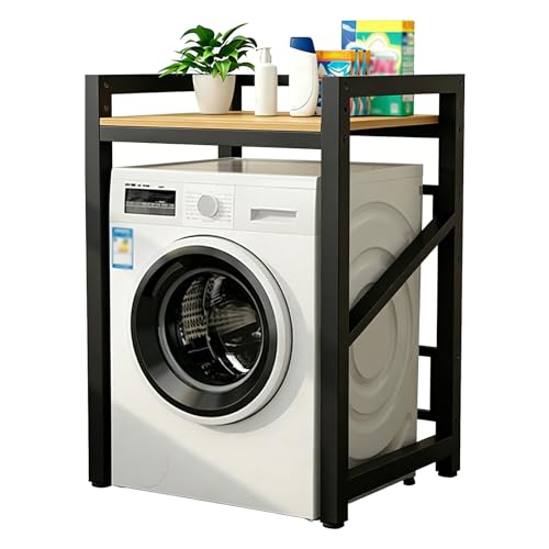 SJMDMZD Mueble Lavadora Secadora con Estantería Ajustable, Soporte Secadora sobre Lavadora, Torre de Lavado, Capacidad 250kg, Organizador para Lavandería y Baño Black C
