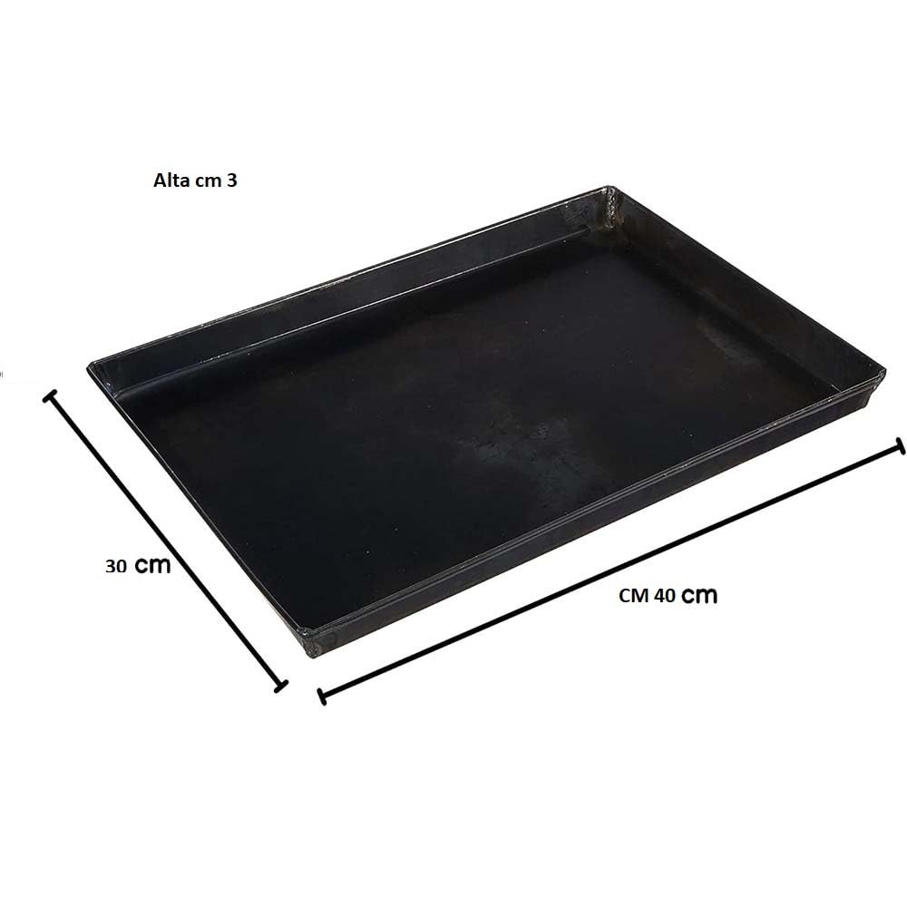 Set 2 Teglie Professionali in Ferro Blu rettangolari cm 40X30 H3 Cottura pizza croccante Lamiera Alta Qualità Made in Italy Alta Conducibilità per Forno Domestico Professionale ristoranti pasticcerie