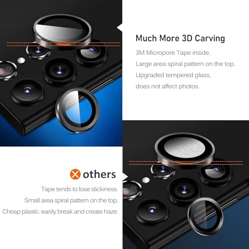 Image of PACK OF 2 Camera Lens Protector for SAMSUNG GALAXY S24 / S23 ULTRA BLACK HD Clear Camera Lens Case Friendly Scratch Resistant Lens Cover Full Coverage Camera Guard Waterproof Heavy Duty Camera Protector