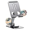 Suporte de Celular Mesa Universal em Metal Premium Base Estável Antiderrapante, Suporte Tripé Selfie Articulado com Giro 360°, Dobrável, Leve, Ideal para iPhone, Android, iPad e Smartphones
