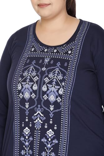 Image of In Love Women's Plus Size Printed Long Tops, Round Neck 3 /4 Sleeve Relaxed Fit Longline T-Shirt Tunic