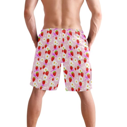 Quick Dry Strawberries Men's Swimming Shorts Swim Trunks with Mesh Lining Beach Wear - XL2