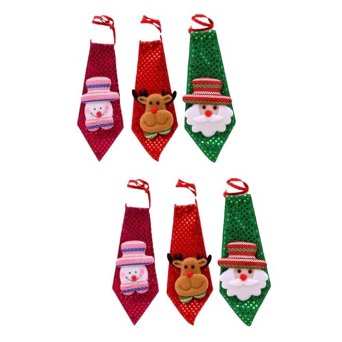 AOKWAWALIY 6 Piezas corbata de lentejuelas luminosas de navidad corbatas para niños de niños lazos navideños iluminados decoração christmas decor navideña para fiesta