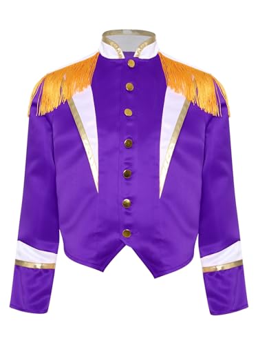 Kids Drummer Jacket Girls Boys Marching Band Uniform Long Sleeve Mock Button Down Coat3