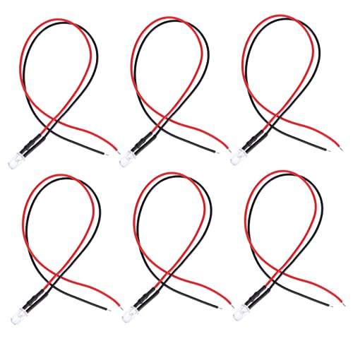 VILLFUL 25pcs LED Luminarias Luminuxe Bluelight Blue Light Pre-Wired Bulb Lamp Flash Light Pre- Wired Bulb - Emitting Diode 5mm Emitting Diode 5mm Pre-Wired Light Metal