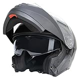 Zorax ZOR-839 Matt Black XL (61-62cm) Flip Up Double Visor Helmet Motorcycle Motorbike Helmet Road Legal ECE2206