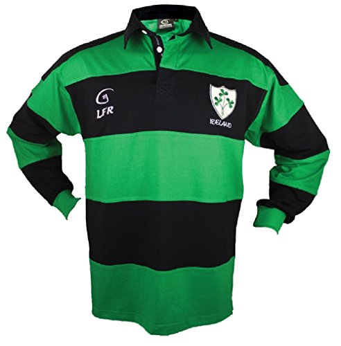 Ireland Longsleeve Striped Irish Rugby (Medium, Green, Blue)