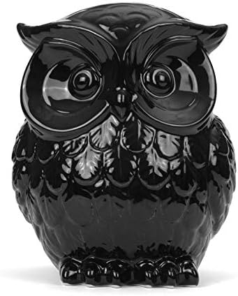 Milltown Merchants Ceramic Owl Figurine - Black Statue (Large - 7.5") - Contemporary Home Decor