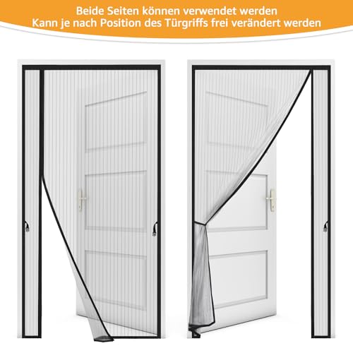 Wanoore Magnet Fliegengitter Tür, 90x200 cm Schwarz Insektenschutz Balkontür, Fliegengittertür Ohne Bohren, Automatisch Verschließen Moskitonetz Für Balkontür, Wohnzimmertür, Kellertür, Terrassentür