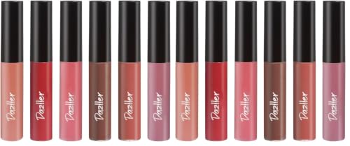 Image of Dazller Lip Colour Lipstick Combo Pack of 12|Vibrant Matte Liquid Lipstick for Women|Long Stay|Smudge-Proof|Non-Transfer|Spicy Nudes|16.8g