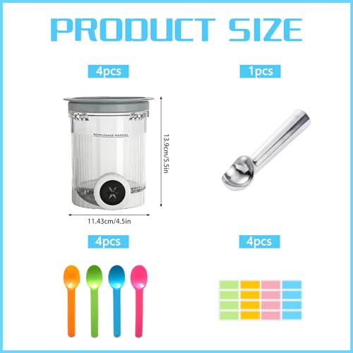Bacs à Crème Glacée,4 Pièces Récipient Creami pour la Machine à Glace Ninja Creami,Récipients de Rechange Compatibles,pour Machine à Crème Glacée Ninja NC700 et NC701,Sans BPA – vue 2