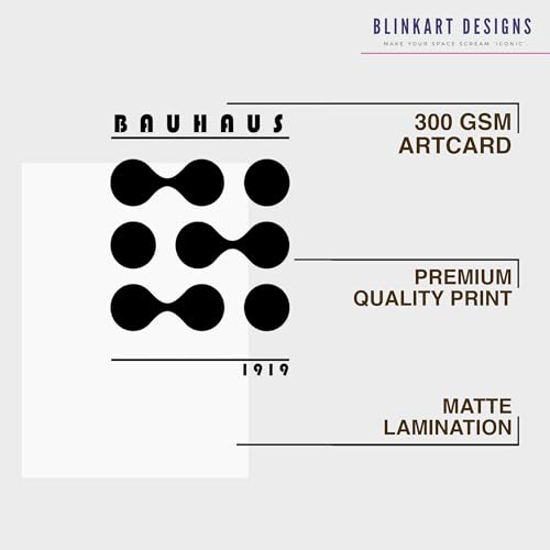 Image of BLINKART Vintage Bauhaus Retro Geometric Aesthetic Poster Gallery | Colorful Wrap Framed For Home Office Studio Living Room Modern Art Studio Decoration Abstract Shapes | (d156) | 13x10 Inch