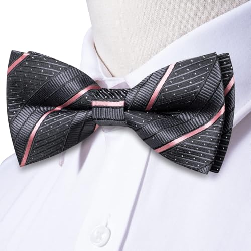 Image of Hi-Tie Bow Ties for Men Pre-Tied Pocket Square with Cufflinks Mens Bowtie Sets for Wedding Formal Party
