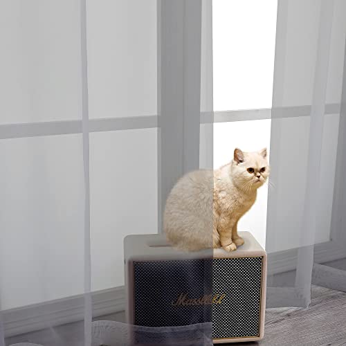 OWENIE Cortinas transparentes cinza de 182 centímetros de comprimento 2 painéis, cortina transparent