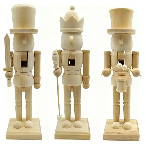 Unbemalt Nussknacker Figur, 3PCS Nussknacker Holzfiguren Zum Bemalen,...