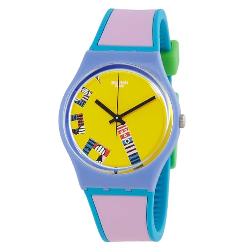 Swatch Tatham & O'Sullivan Serious Action Unisex Quartz Watch with Yellow Dial GZ342, Strap