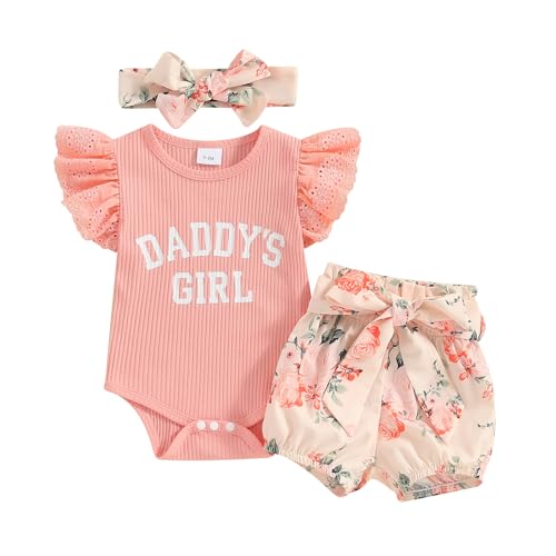 Image of Hello World Newborn Outfit Baby Girl Going Home Outfit Ruffle Ribbed Romper Top Floral Pants Set Cute Summer Clothes