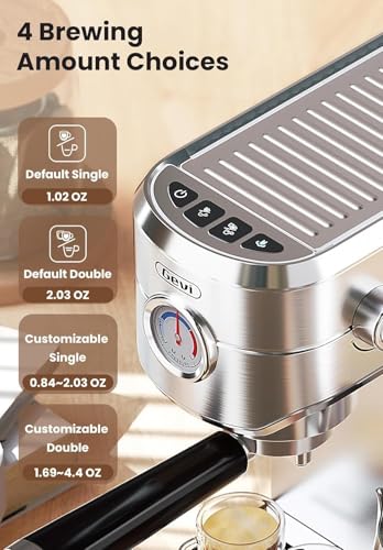 Gevi Commercial Espresso and Coffee Makers, Professional 20 Bar Espresso Maker with Milk Frother, Stainless Steel Expresso Coffee Machines for Home, Compact Cappuccino Machine, Great Gift - Image 4