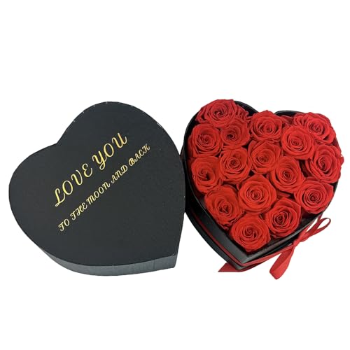 Preserved Roses Heart Shape Box Valentines Day Gifts for Her Mothers Day Forever Flowers (Red, 16 Roses) - Image 5